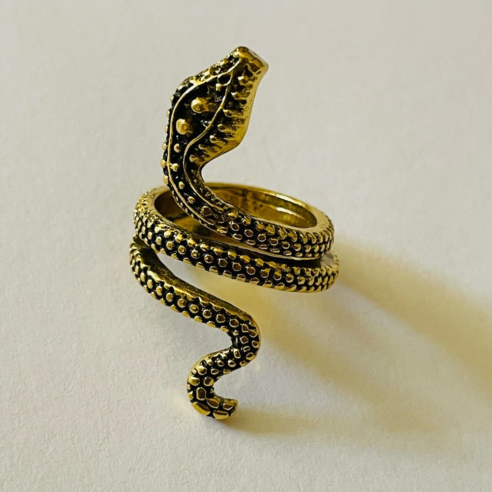 Textured Gold Snake Statement Ring size 6
